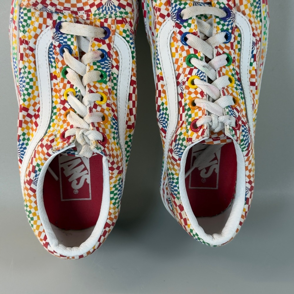 Vans Old Skool Platform Pride Womens 7.5 7 1/2 Rainbow All Over Skate‎ Shoe Lace - Picture 9 of 16